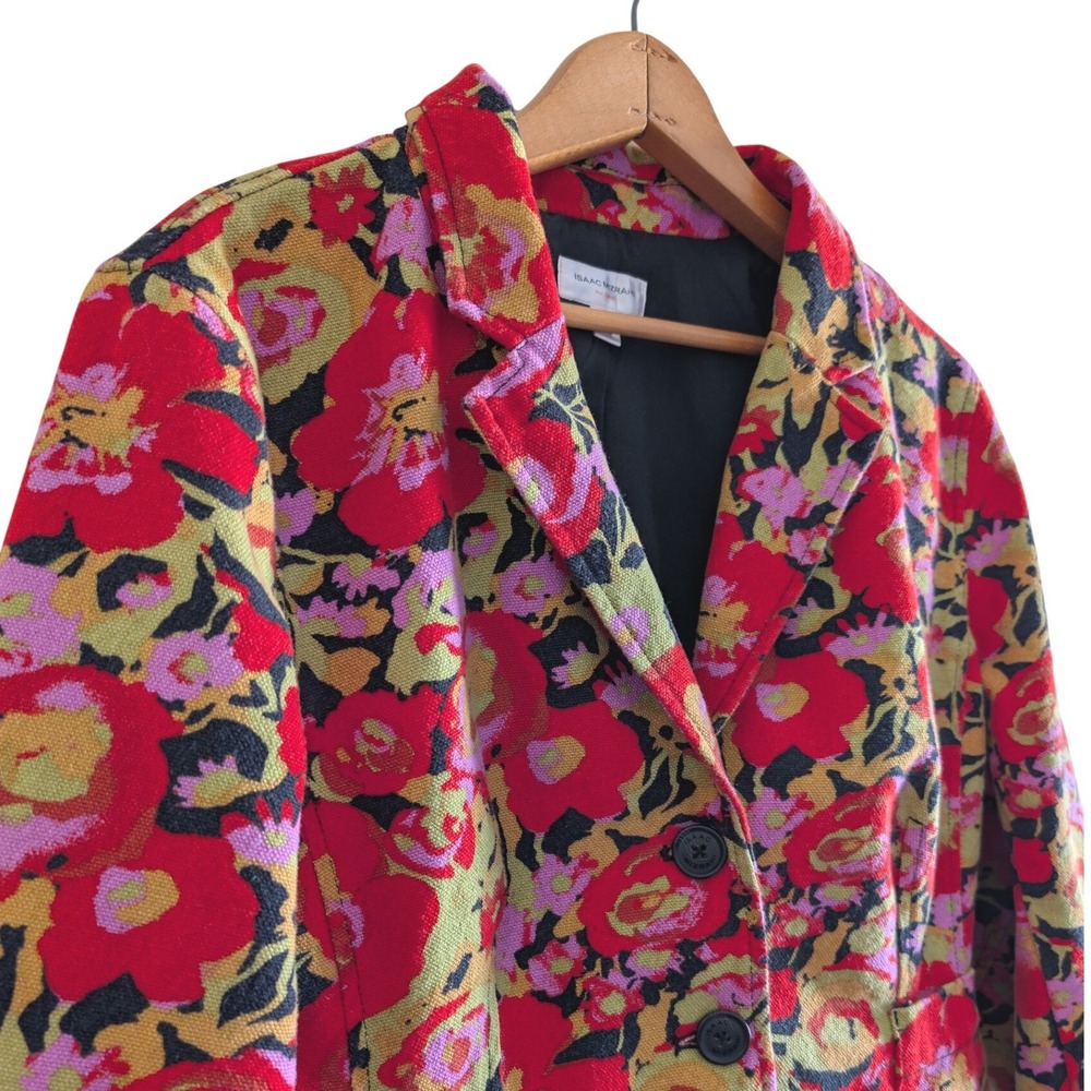 Isaac Mizrahi for Target Floral Cotton Blazer Jacket Red Pink Yellow XL F8170 - Picture 3 of 5